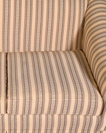 Hauptstadt Möblerei Drexel Heritage 2-Sitzer Sofa mit klassischem beigem Streifenmuster und hochwertigem Stoffbezug