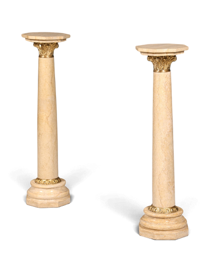 Wunderschöne Barock Stil Säule Louis XV Marmor Blumensäule Naturstein Beige Sockel Ablage 2 von 2