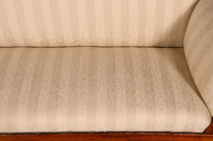 Beautiful Original Biedermeier Sofa Antique Louis Philippe Couch 3-seater Cream Striped Upholstered Sofa Récamier