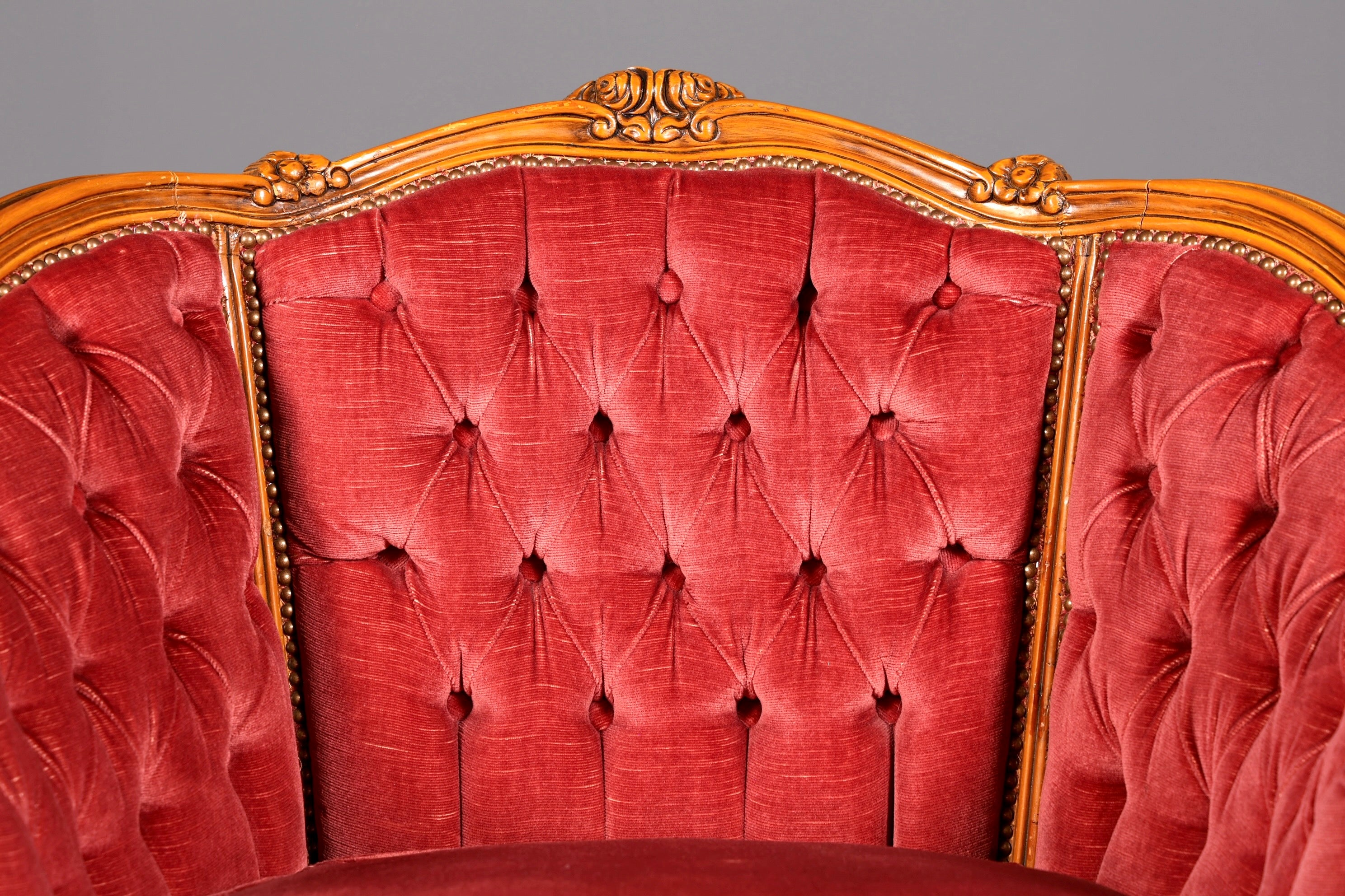 G065 Finish cm Edler Chippendale Armlehnsessel Barock Stil Sessel Armchair Samt Stoff Sessel