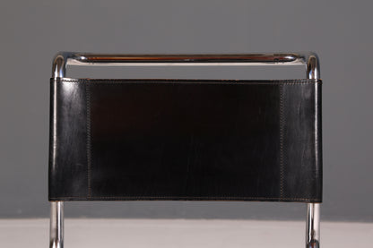 Edler Original Thonet Freischwinger Stuhl Chrom Leder Schwarz Bauhaus Designklassiker Kragstuhl Esszimmer Stuhl Vintage 2 von 2