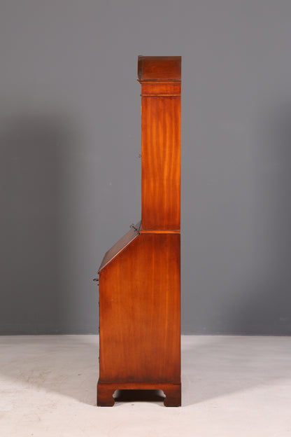 Prachtige Engelse secretaire met opzetkast, secretaire, boekenkast, vitrine, mahonie, antiek, kantoorschrijftafel, VK