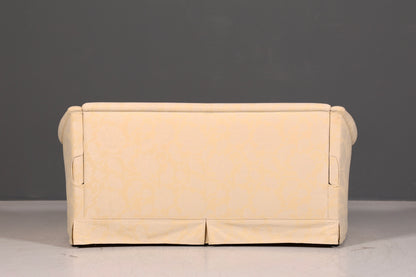 Wunderschönes Landhaus Sofa mit Hocker Englischer Stil Creme 2-Sitzer Couch Stoff Polstersofa Landhausstil Zweisitzer