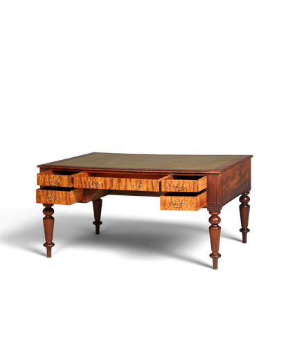 Wunderschöner Englischer XXL Schreibtisch Englisch Partner Desk Leder Auflage Antik Stil Bürotisch Office Desk