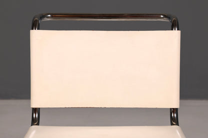 Edler Original Knoll International Freischwinger Stuhl MR Chair Mies van der Rohe Chrom Leder Weiß Bauhaus Designklassiker Sekretär Stuhl Esszimmer Stuhl 2 von 2