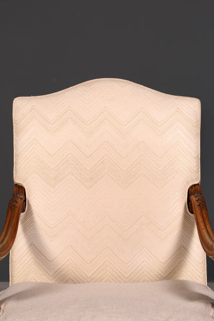 Elegante Louis-Philippe-fauteuil met armleuningen uit de Gründerzeit, antieke fauteuil, gestoffeerde fauteuil, 1 van 2