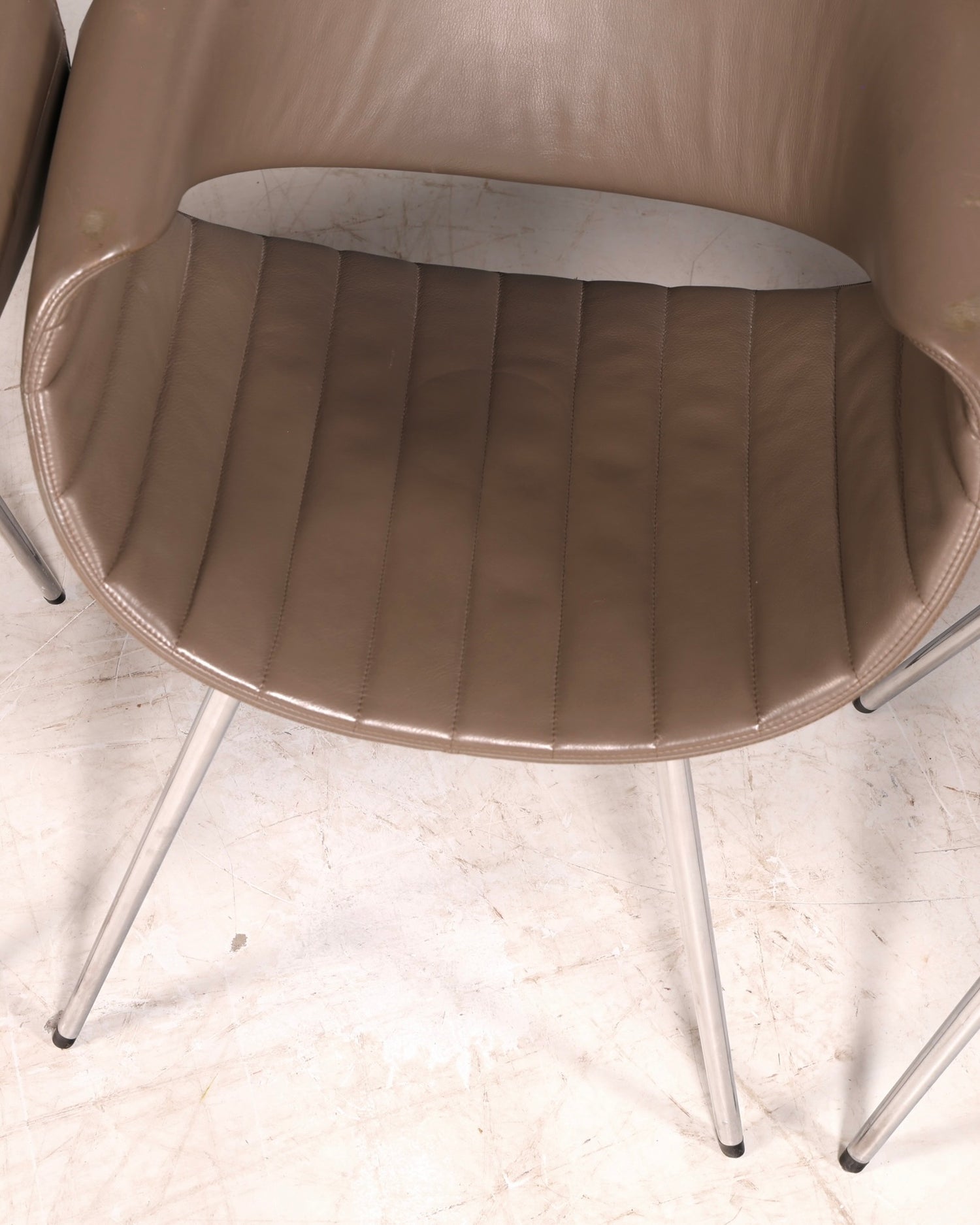 Stijlvolle set van 4 Züco Little Perillo-designfauteuils, leren fauteuils van echt leer, armstoelen, chroom, modern