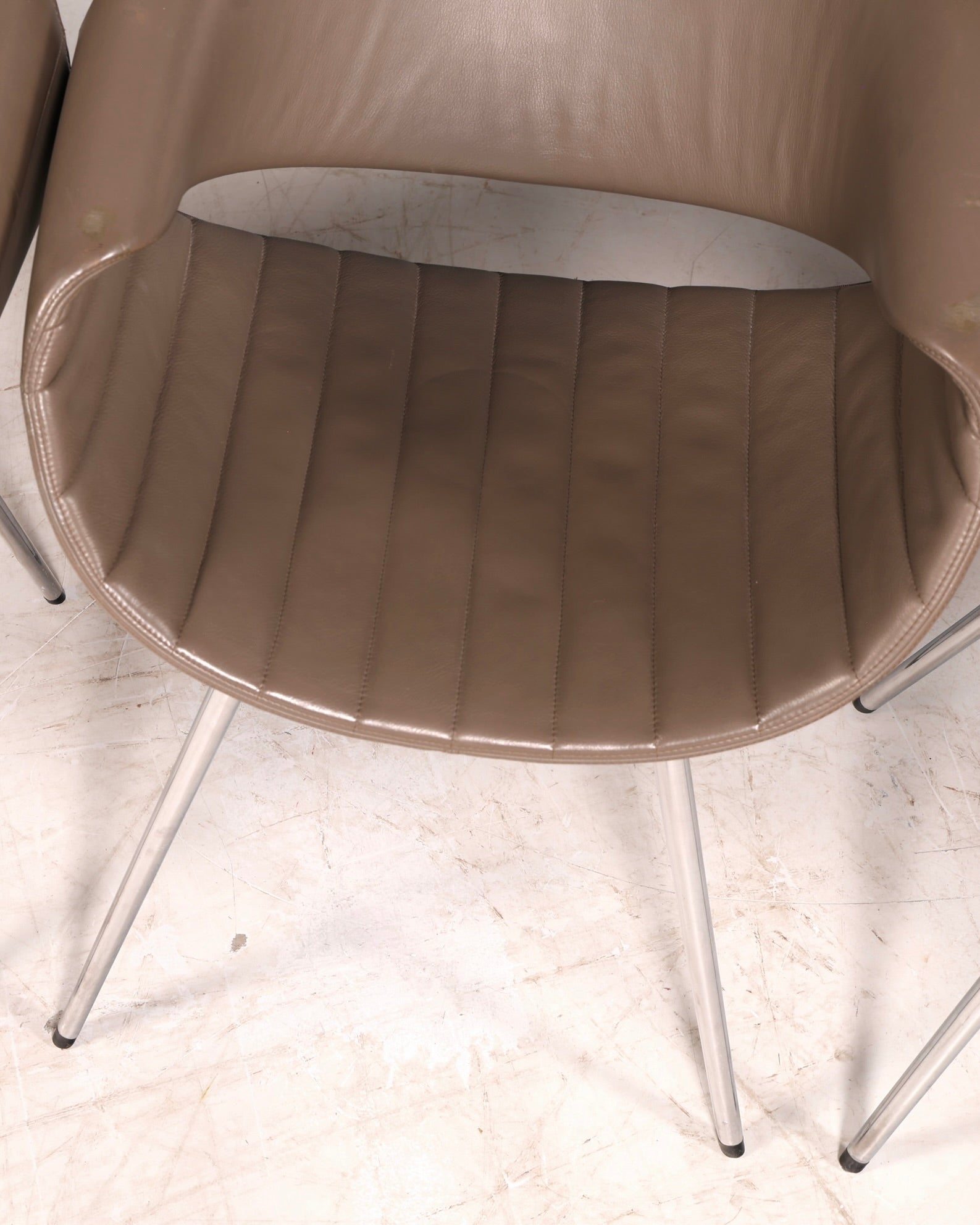 Stijlvolle set van 4 Züco Little Perillo-designfauteuils, leren fauteuils van echt leer, armstoelen, chroom, modern
