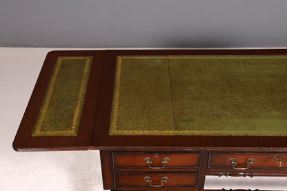Wunderschöner Englischer Schreibtisch Regency Klappschreibtisch Echt Lederauflage Mahagoni 60s Bürotisch