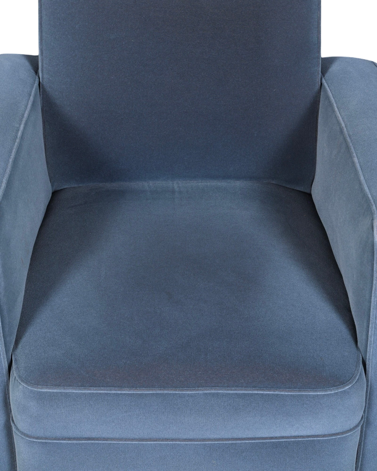Hauptstadt Möblerei H873 Sessel in blauem Samt mit eleganter Polsterung und moderner Form