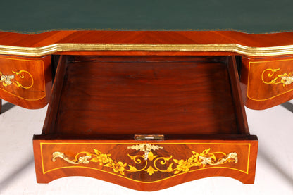 Prächtiger Louis XV Stil Schreibtisch French Desk Antik Stil Bürotisch Echt Holz Messing