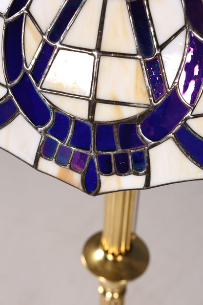 Traumhafte Antike Tiffany Lampe Glaslampenschirm Messingfuß Stehlampe Leselampe