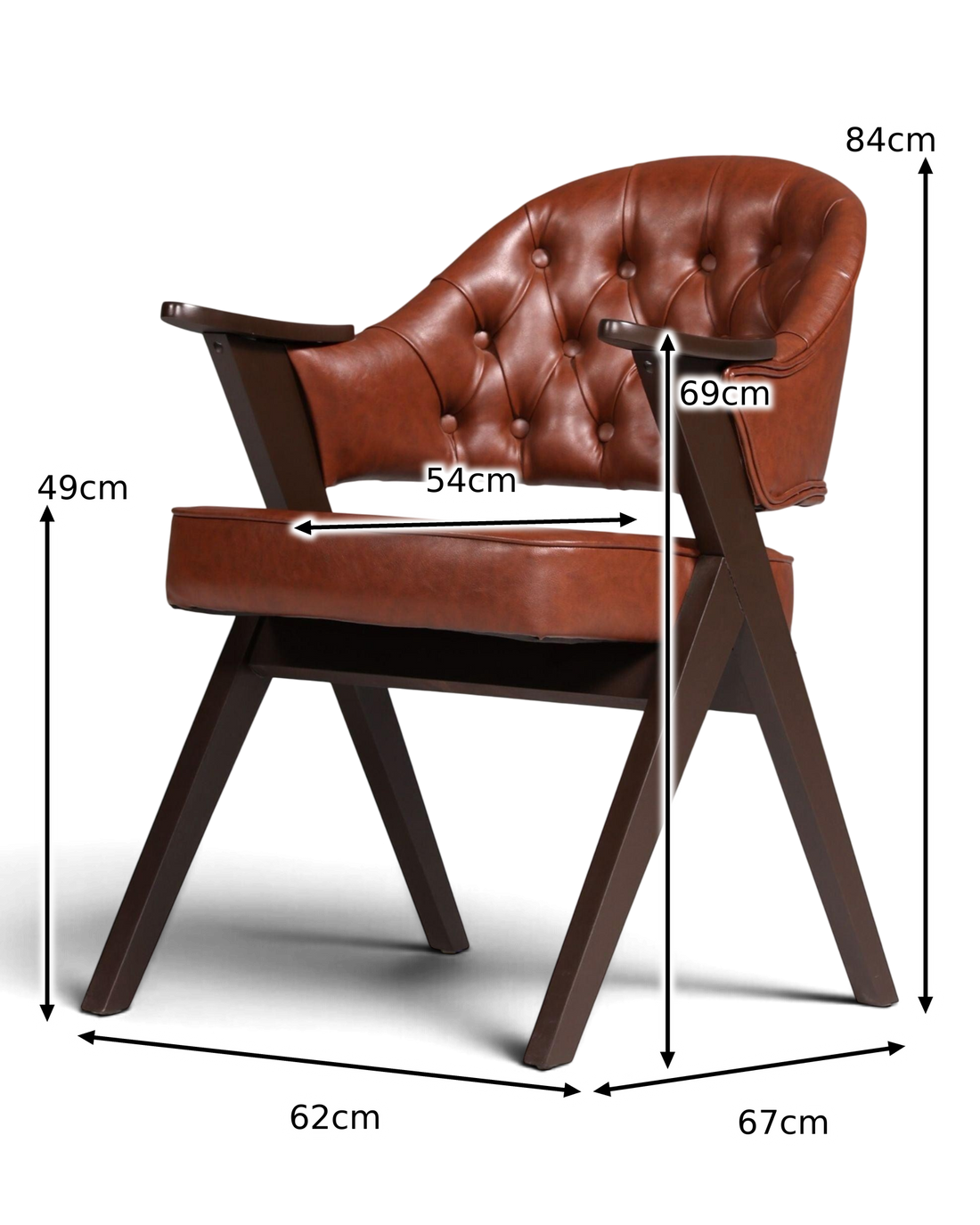 Luxe "Manchester Brown" stoel Armleuningstoel Bureaustoel Chesterfield stijl Eetkamerstoel lounge stoel