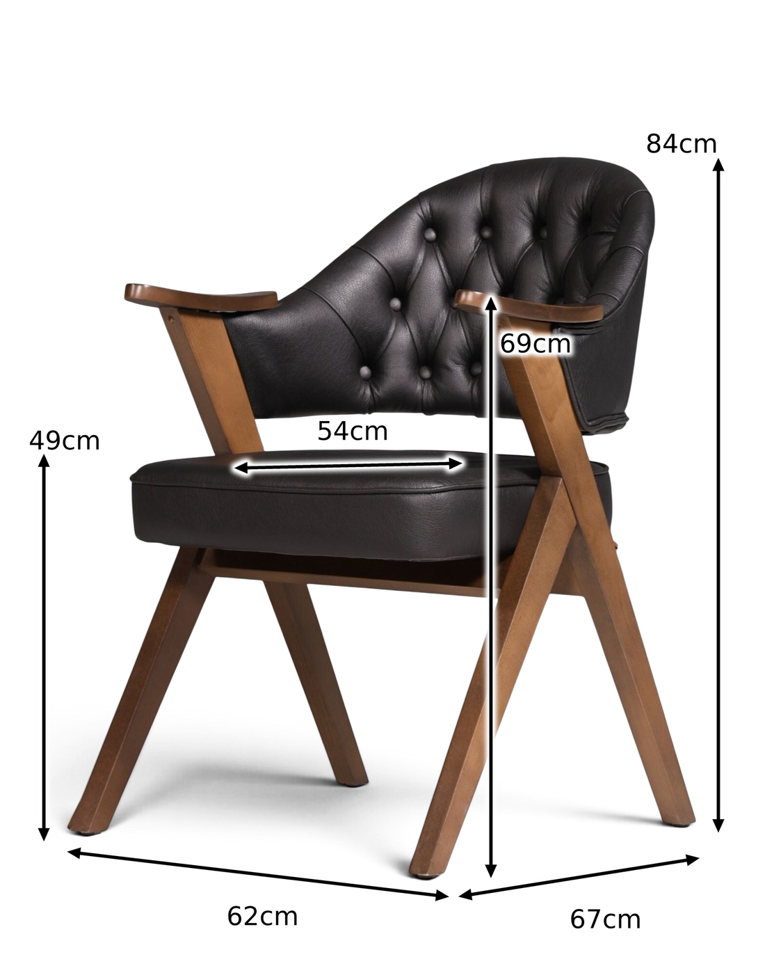 Luxe "Manchester Black" stoel Chesterfield stijl Bureaustoel Eetkamerstoel lounge stoel