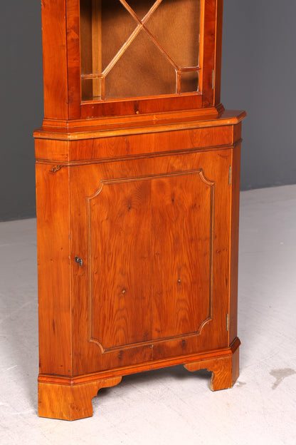 Wunderschöne Englische Eckvitrine Eibe Eckschrank Glasvitrine Vitrine Antik Echt Holz 60er Vintage
