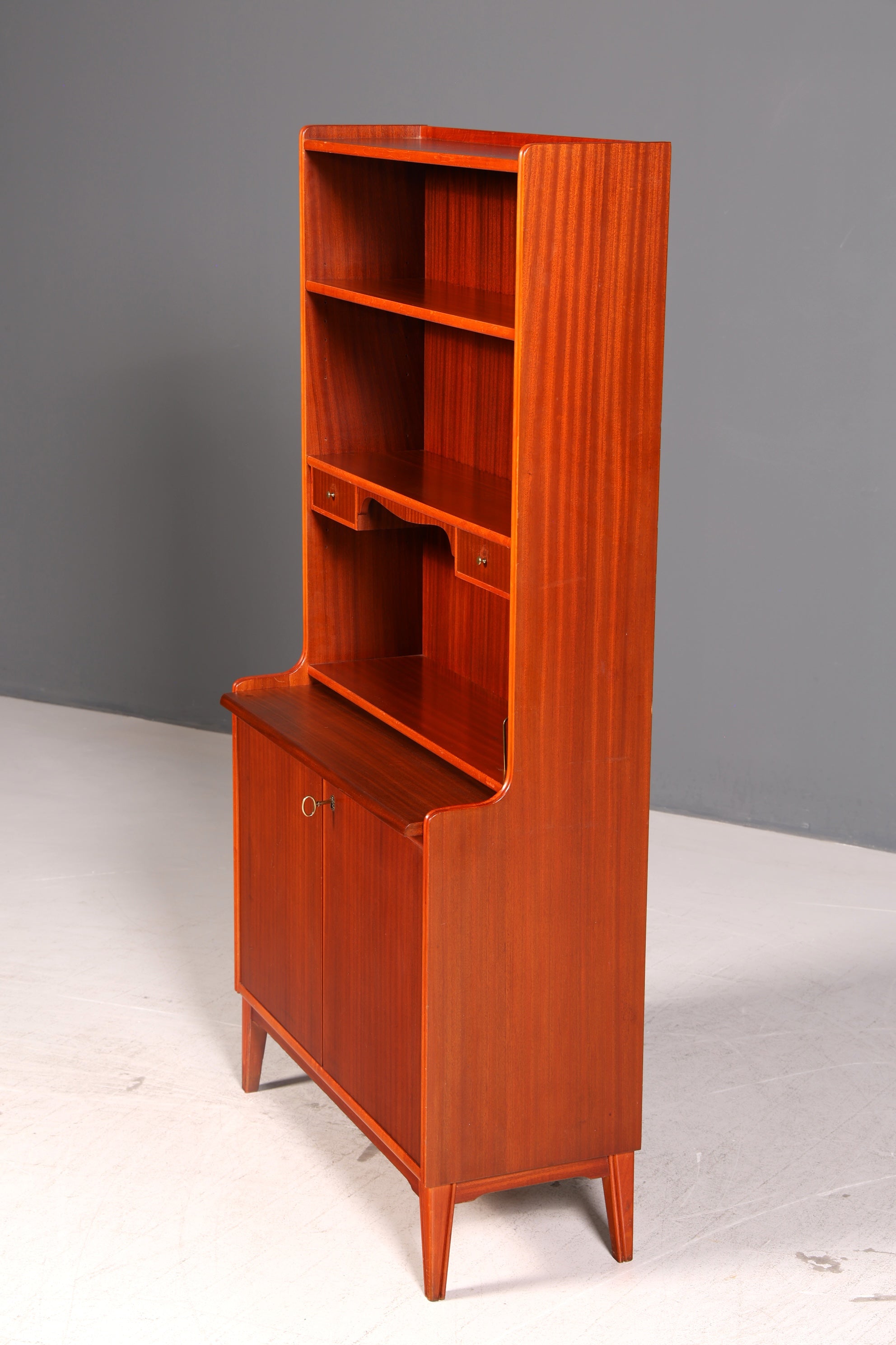 Wunderschöner Mid Century Schrank Sekretär Bücherregal Highboard Vintage Regal Kommode Holz