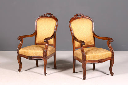 G040 Finish Edler Chippendale Armlehnsessel Barock Stil Sessel Armchair Samt Stoff Sessel