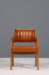 Edler Armlehnstuhl "LIMA" Cognac Esszimmerstuhl mit Korbgeflecht Polsterstuhl Armlehnstuhl Sekretär Stuhl