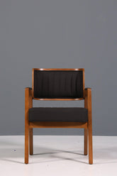 Edler Armlehnstuhl "LIMA" Esszimmerstuhl mit Korbgeflecht Schwarz Stoff Polsterstuhl Küchenstuhl