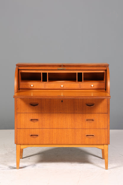 Wunderschöner Mid Century Rollladen Sekretär echt Holz Büro Schrank Vintage Schreibkommode