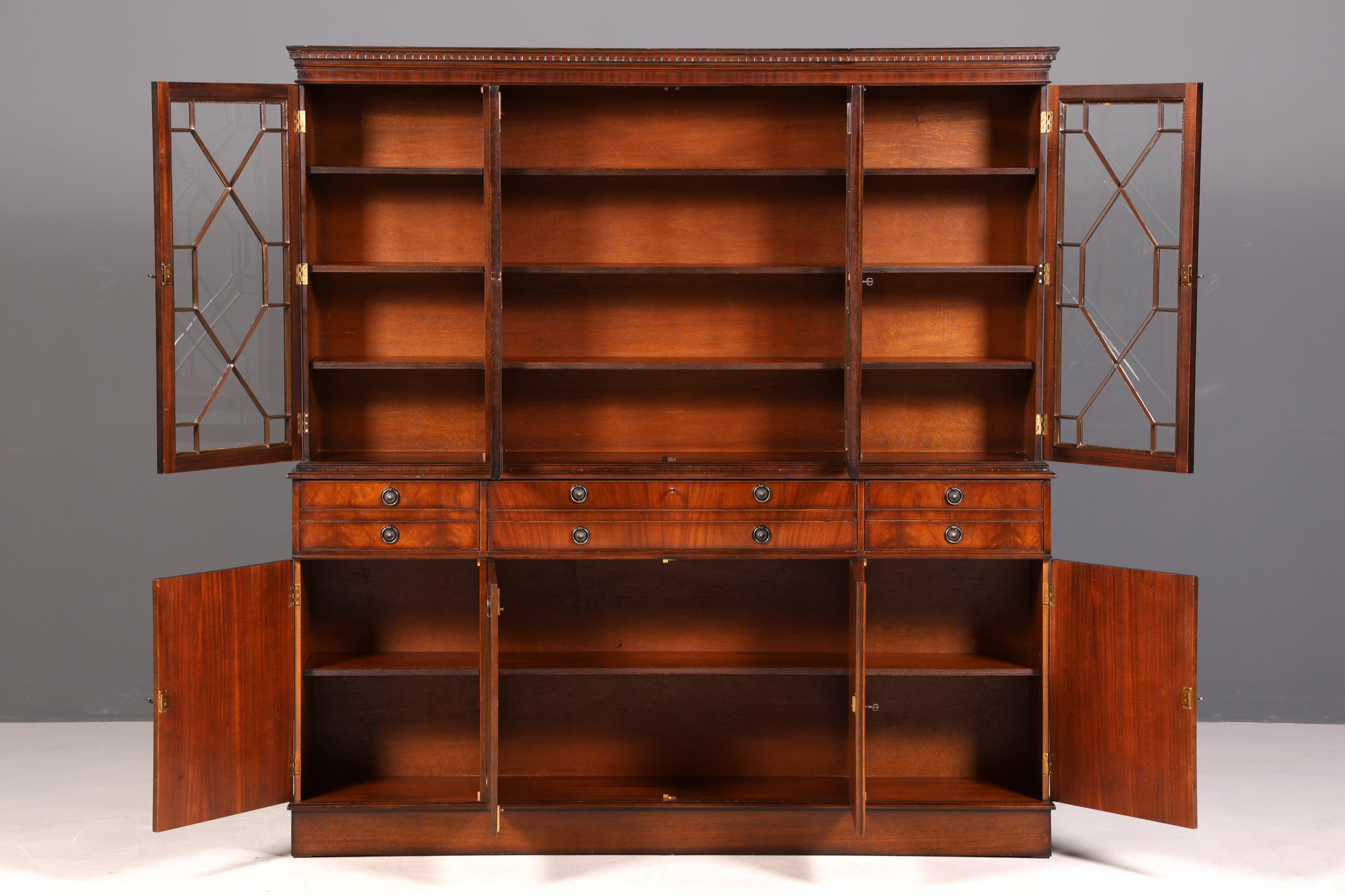 G718 Finish Wunderschöne Englische Vitrine Bibliothek Sekretär echt Holz Antik Schrank Regal (Kopie)