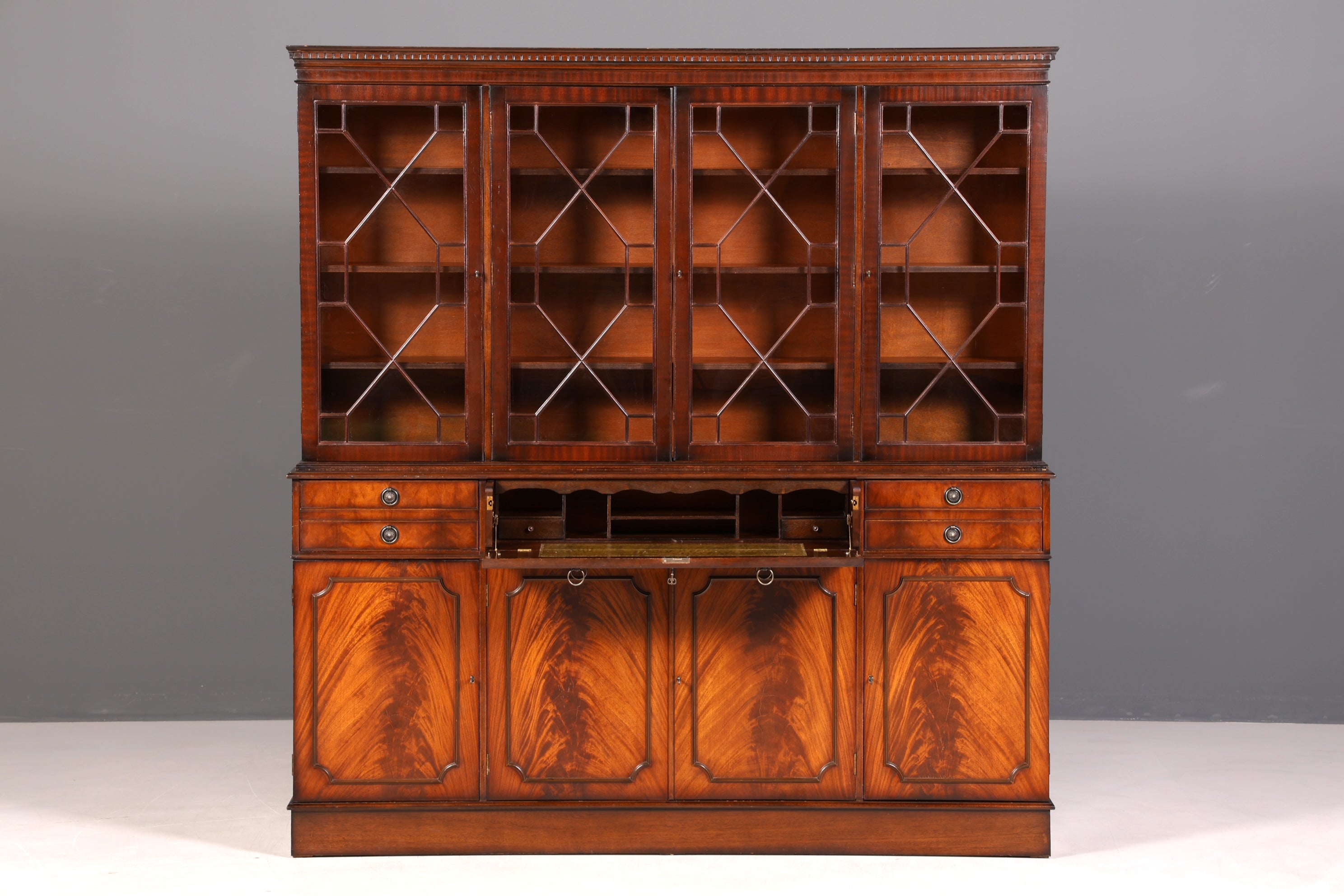 G718 Finish Wunderschöne Englische Vitrine Bibliothek Sekretär echt Holz Antik Schrank Regal (Kopie)
