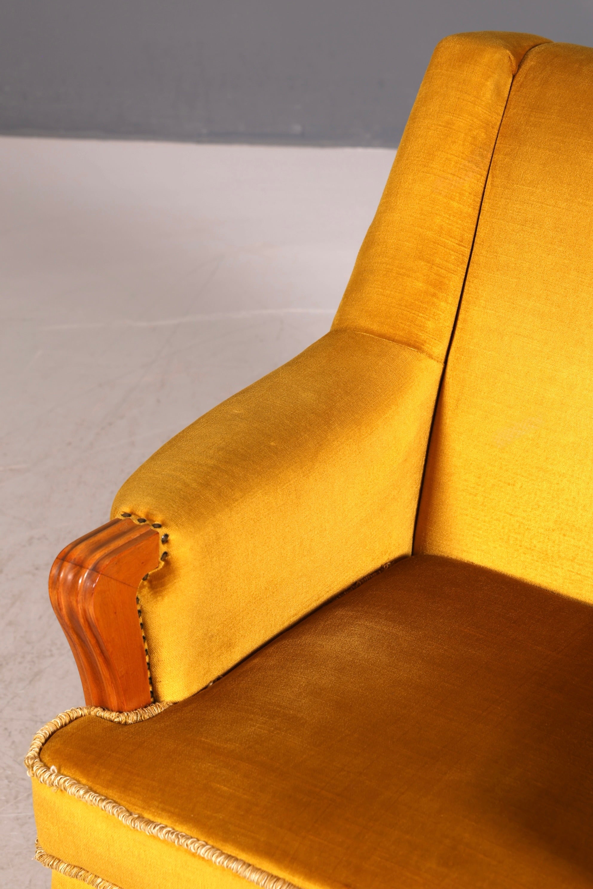 G060 Finish Edler Chippendale Armlehnsessel Barock Stil Sessel Armchair Samt Stoff Sessel