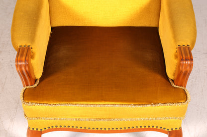 G060 Finish Edler Chippendale Armlehnsessel Barock Stil Sessel Armchair Samt Stoff Sessel