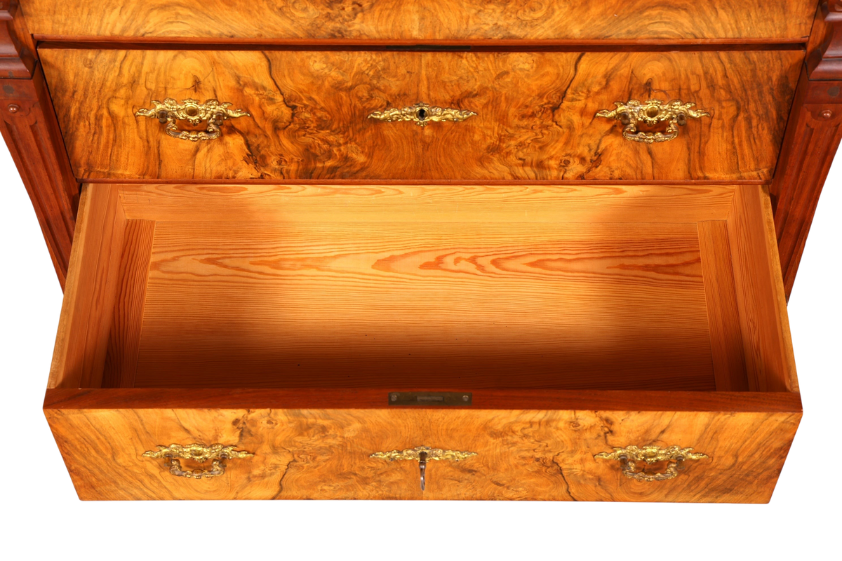 G071 Finish cm Wunderschöne Gründerzeit Kommode Louis Philippe Nussbaum Schubladen Kommode Sideboard um 1880