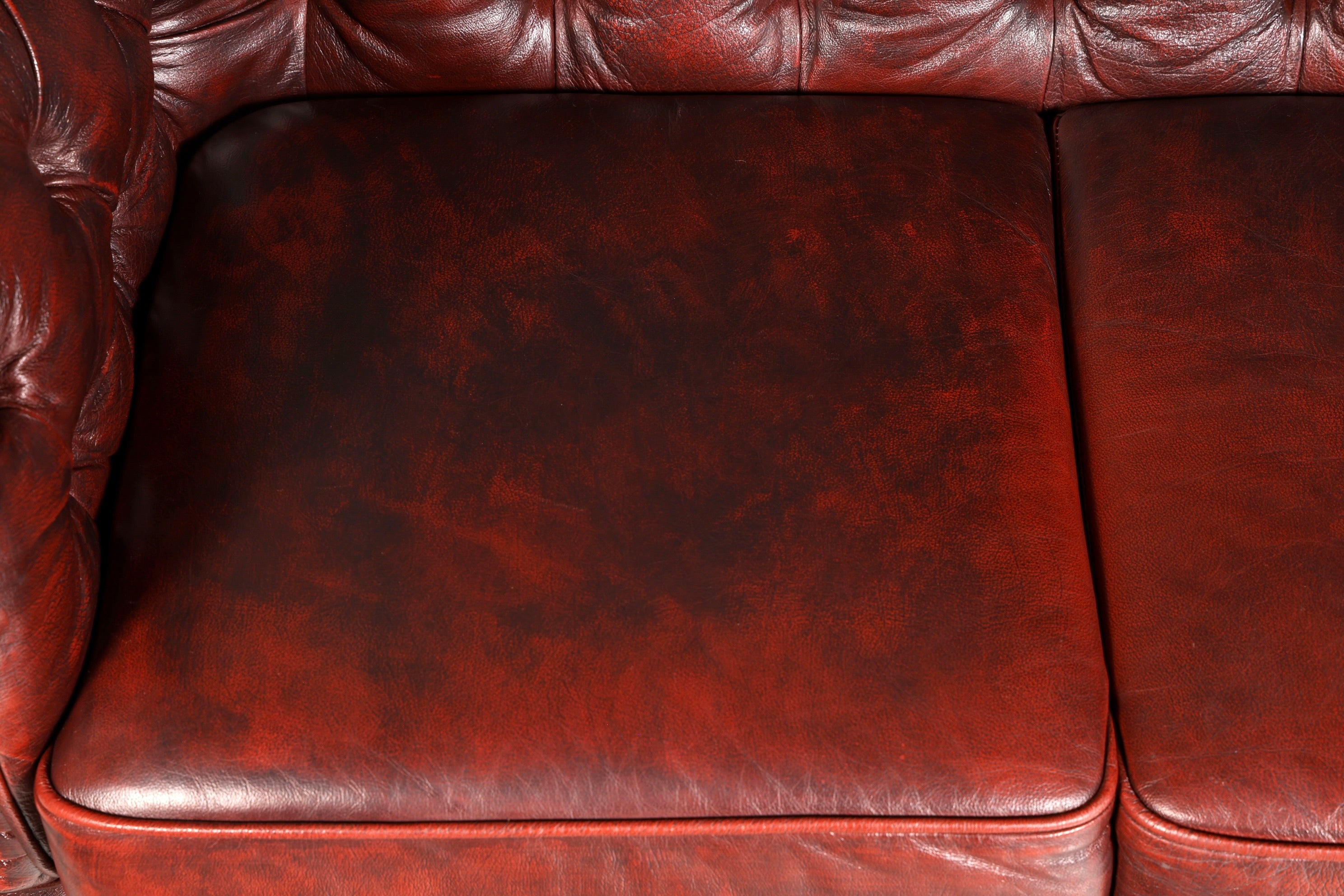 G074 Finish Wunderschönes Original Chesterfield 2er Sofa Englisch Oxblood Leder 2- Sitzer Couch