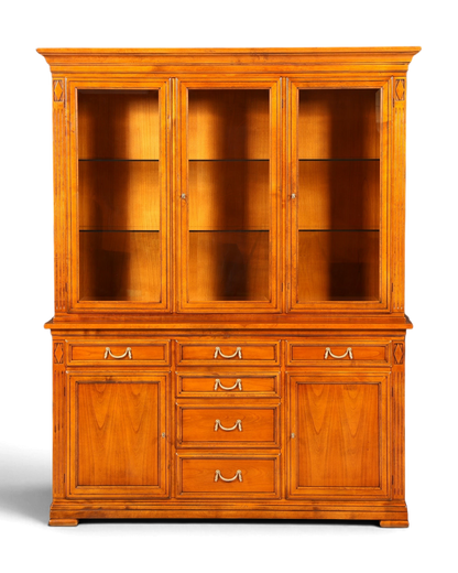 Hauptstadt Möblerei Selva Vitrine Villa Borghese aus massivem Holz im Antik Stil mit Glasfront und Innenbeleuchtung