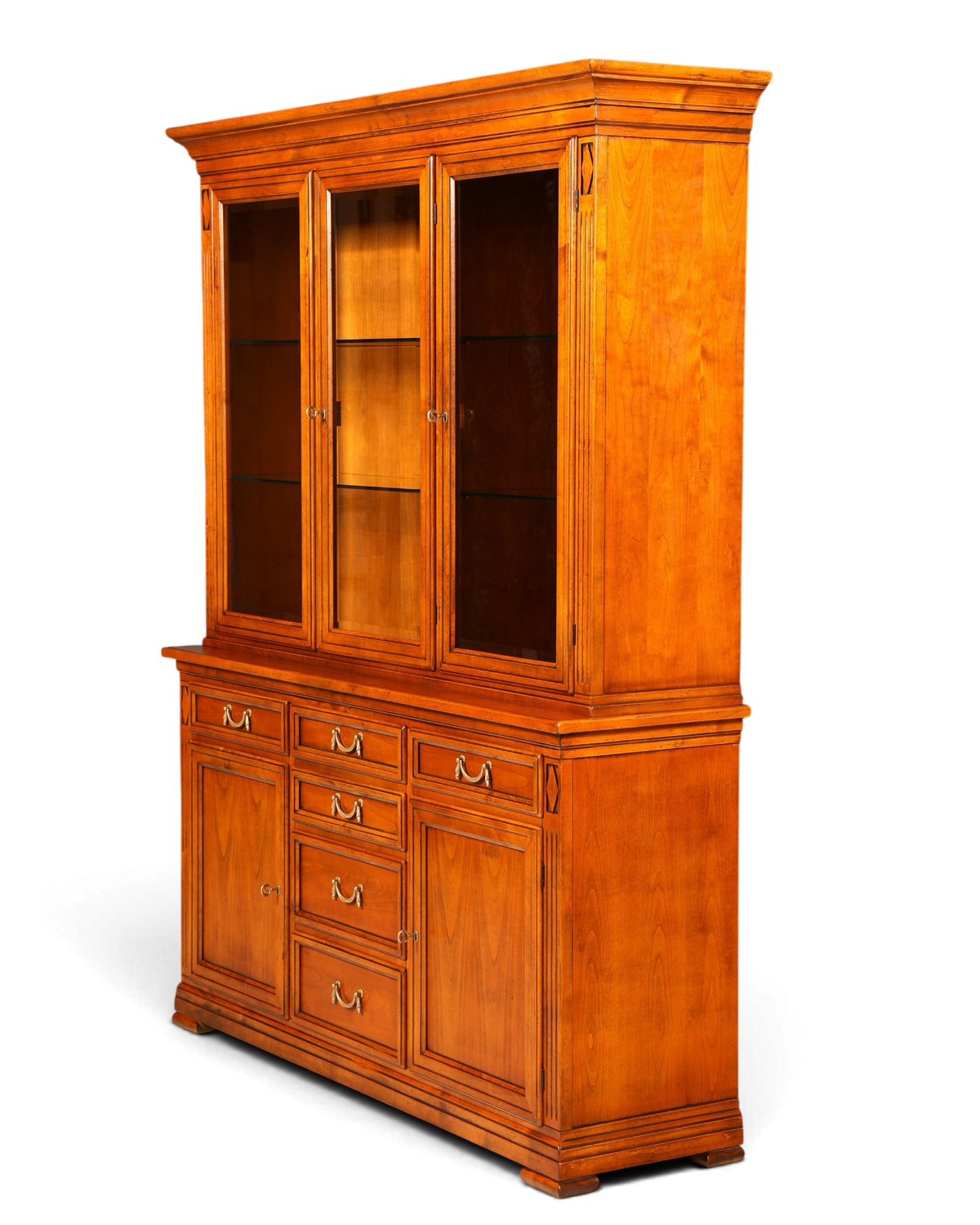 Hauptstadt Möblerei Selva Vitrine Villa Borghese aus massivem Holz im Antik-Stil mit Glasfront und Innenbeleuchtung