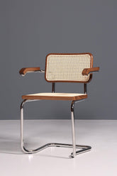 Korbgeflecht Freischwinger Armlehnstuhl "Milano" Made in Italy Braun Küchenstuhl Wippstuhl