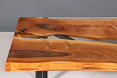 Beeindruckender Epoxidharz Tisch 220-90 cm Epoxy Nussbaum massiv Holz Esszimmer Tisch Küchentisch
