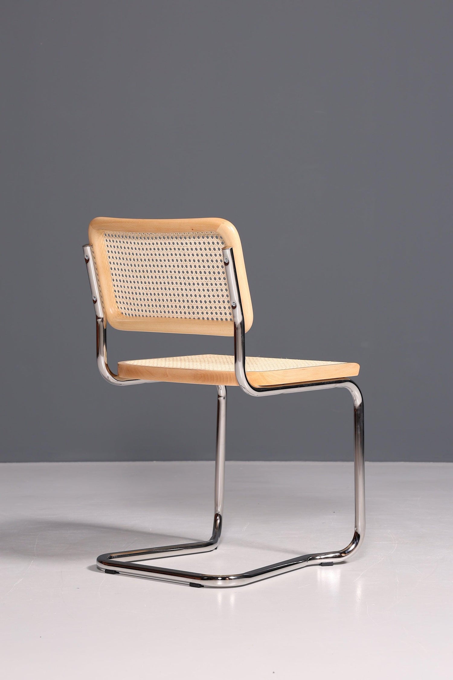 Korbgeflecht Freischwinger Stuhl "Milano" Made in Italy Beige Wippstuhl Küchenstuhl Esszimmer Stuhl