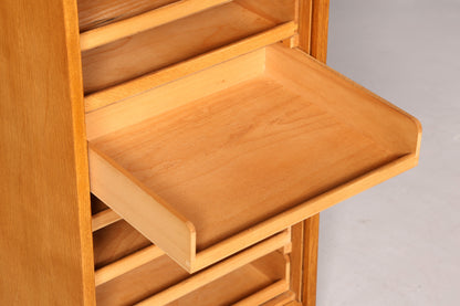 G090 Finish cm Schlichter Mid Century Rollladenschrank Bauhaus Apothekerschrank Art Deco Büro Aktenschrank