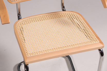 Korbgeflecht Freischwinger Armlehnstuhl "Milano" Made in Italy Beige Wippstuhl Sekretär Stuhl Esszimmer Stuhl