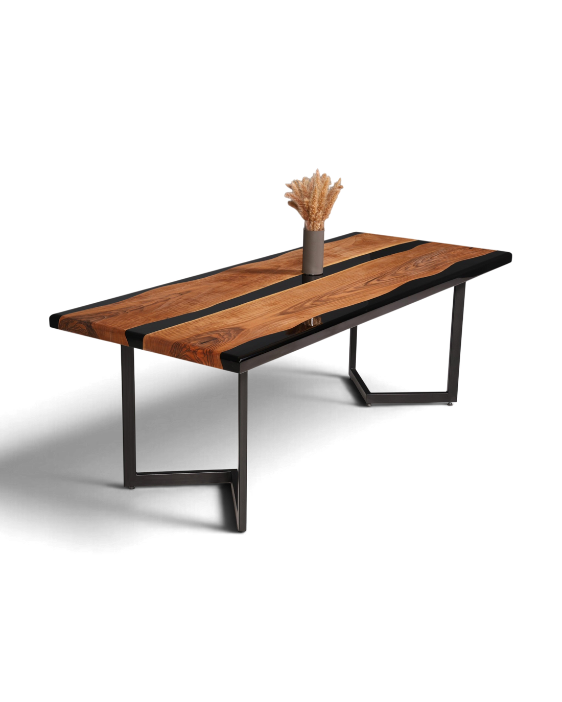 Wunderschöner Epoxidharz Tisch 220-90 cm Epoxy Schwarz Nussbaum Esszimmer Tisch massiv Holz Esstisch