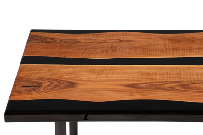 Wunderschöner Epoxidharz Tisch 220-90 cm Epoxy Schwarz Nussbaum Esszimmer Tisch massiv Holz Esstisch