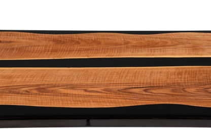 Wunderschöner Epoxidharz Tisch 220-90 cm Epoxy Schwarz Nussbaum Esszimmer Tisch massiv Holz Esstisch