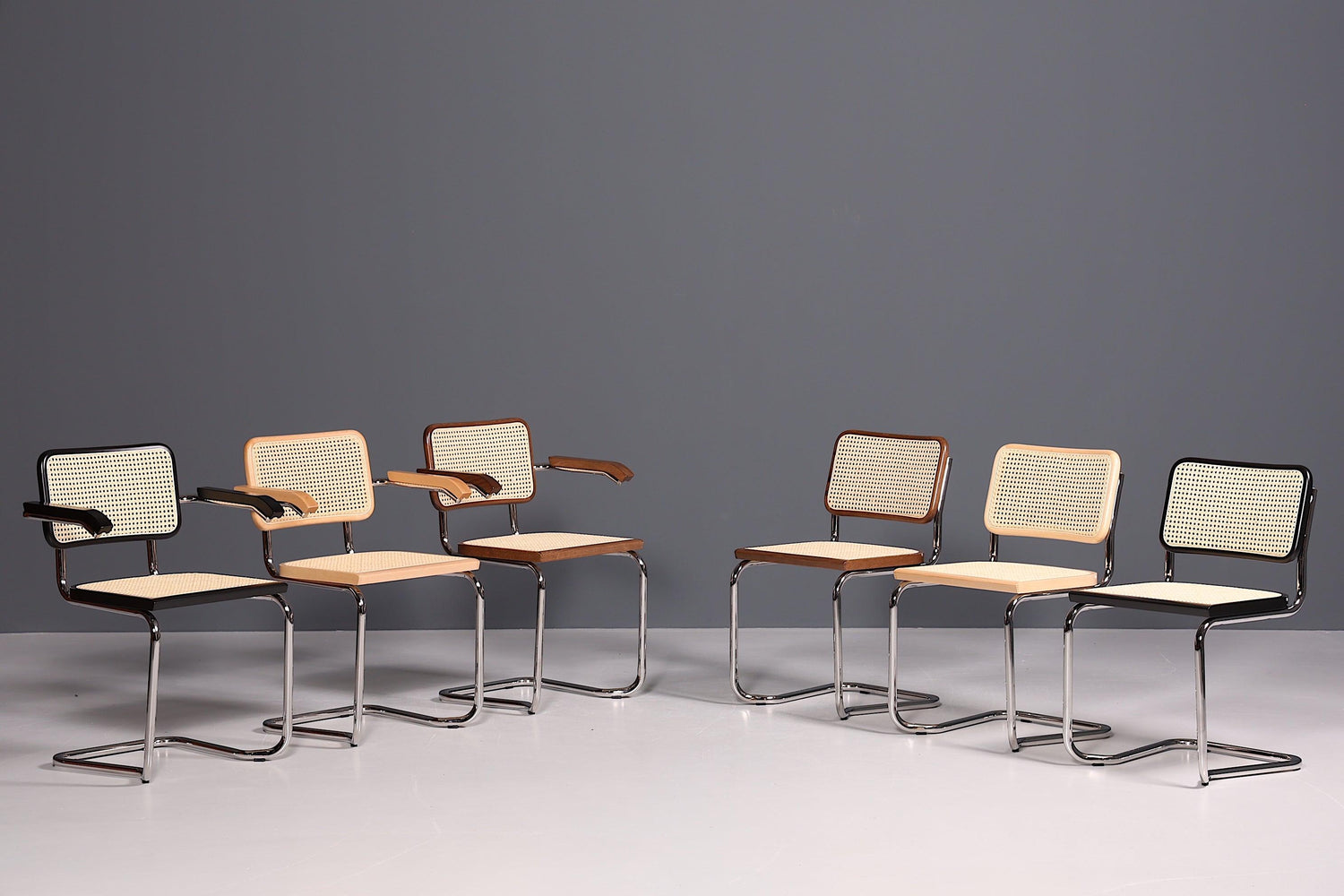 Korbgeflecht Freischwinger Stuhl "Milano" Made in Italy Beige Wippstuhl Küchenstuhl Esszimmer Stuhl