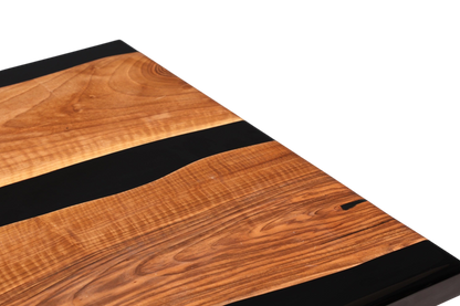 Wunderschöner Epoxidharz Tisch 220-90 cm Epoxy Schwarz Nussbaum Esszimmer Tisch massiv Holz Esstisch
