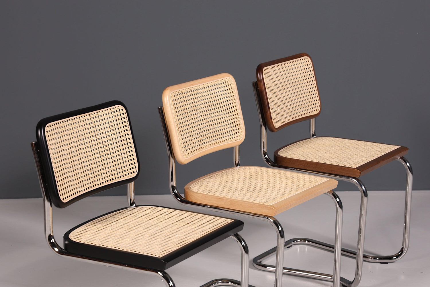 Korbgeflecht Freischwinger Stuhl "Milano" Made in Italy Beige Wippstuhl Küchenstuhl Esszimmer Stuhl