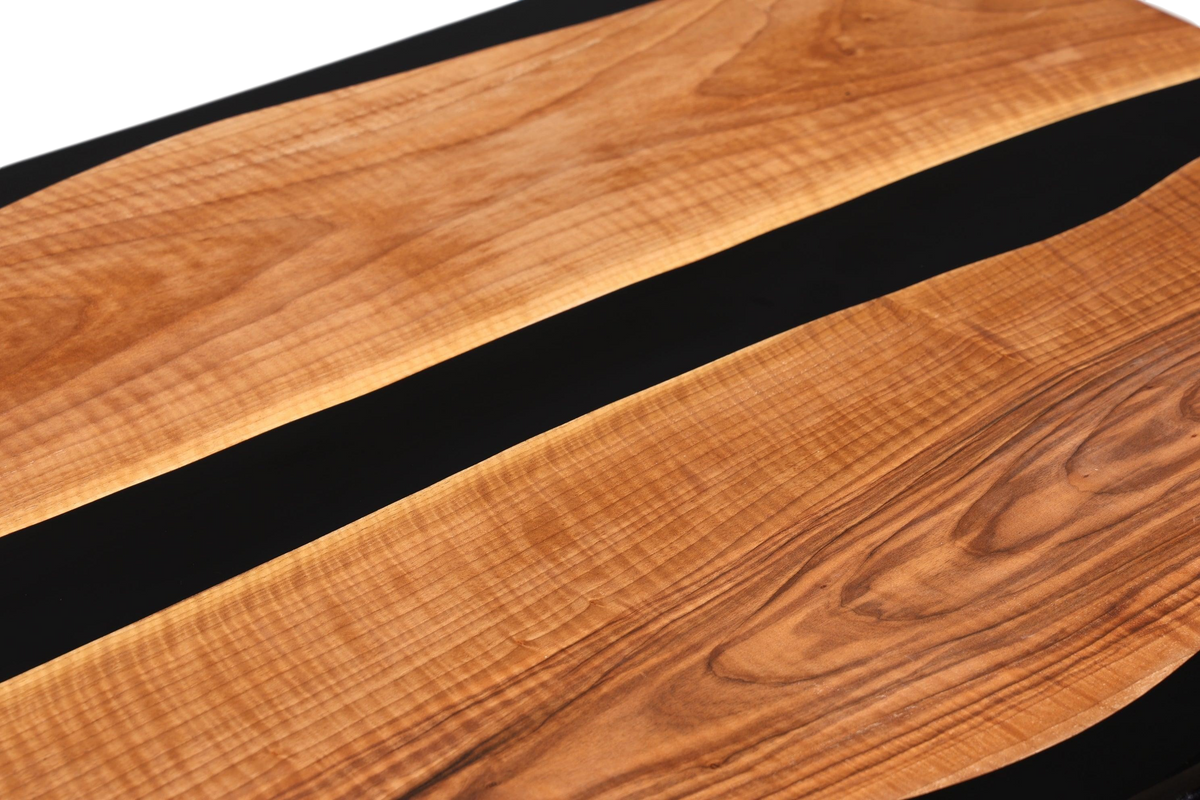 Wunderschöner Epoxidharz Tisch 220-90 cm Epoxy Schwarz Nussbaum Esszimmer Tisch massiv Holz Esstisch