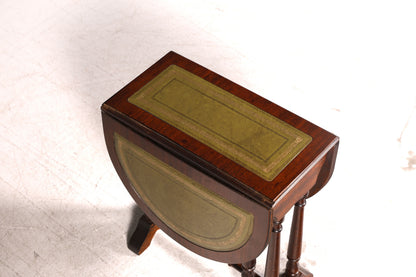 Wunderschöner Englischer Klapptisch Mahagoni Beistelltisch Ablagetisch Echt Leder Antik Vintage