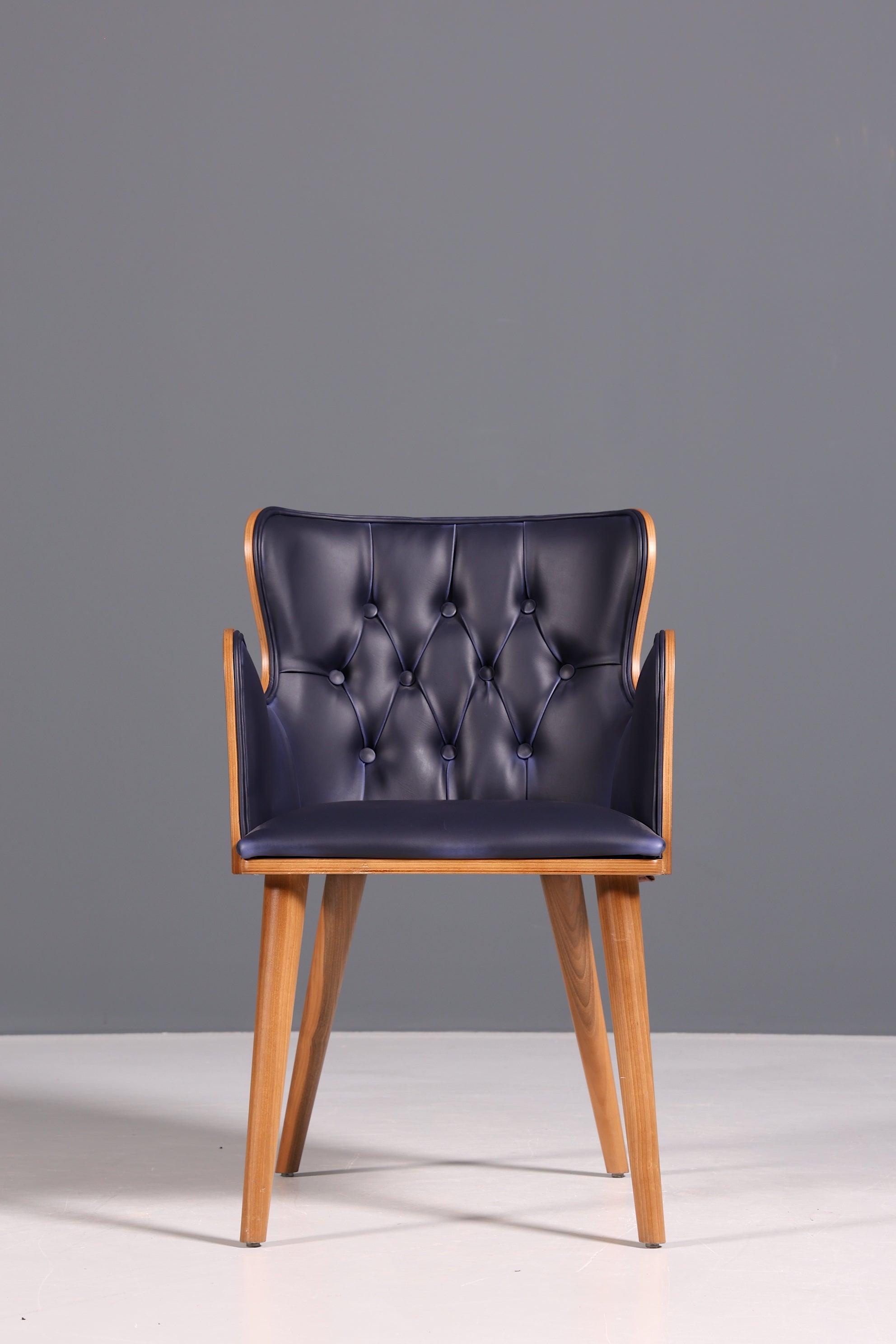 Wunderschöner Stuhl "León Blue" im Chesterfield Stil Armlehnstuhl Esszimmerstuhl Küchenstuhl Bürostuhl