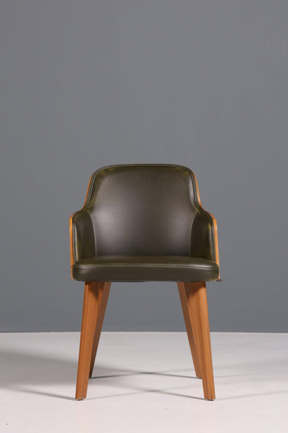 Edler Armlehnstuhl "Paolo- Green" Nussbaum Esszimmerstuhl Küchenstuhl grüner Sekretär Stuhl