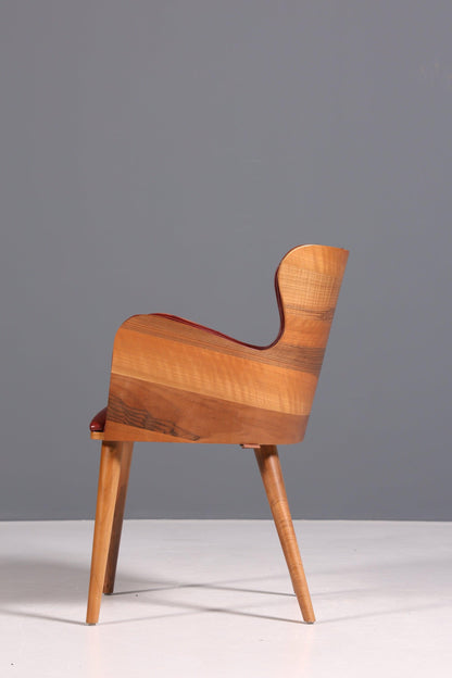 Wunderschöner Chesterfield Stil Stuhl "León Red" Armlehnstuhl Nussbaum Esszimmerstuhl Sekretär Stuhl