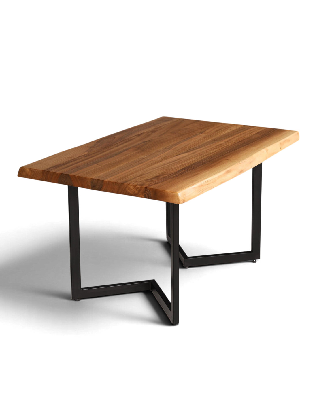 Stilvoller Nussbaum Tisch 140-90cm Esszimmer Tisch Baumkanten Platte massiv Holz Küchentisch