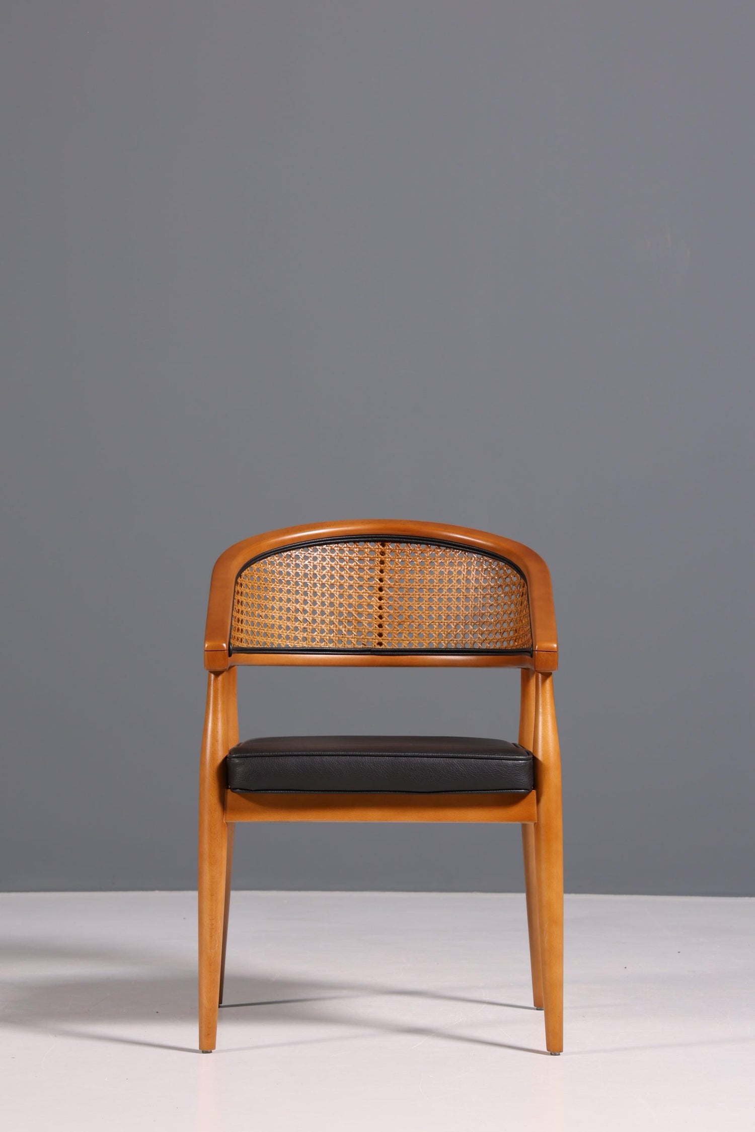 Edler Korbgeflecht Stuhl "Malibu Black" Esszimmer Stuhl in schwarz Armlehnstuhl Sekretär Stuhl Küchenstuhl